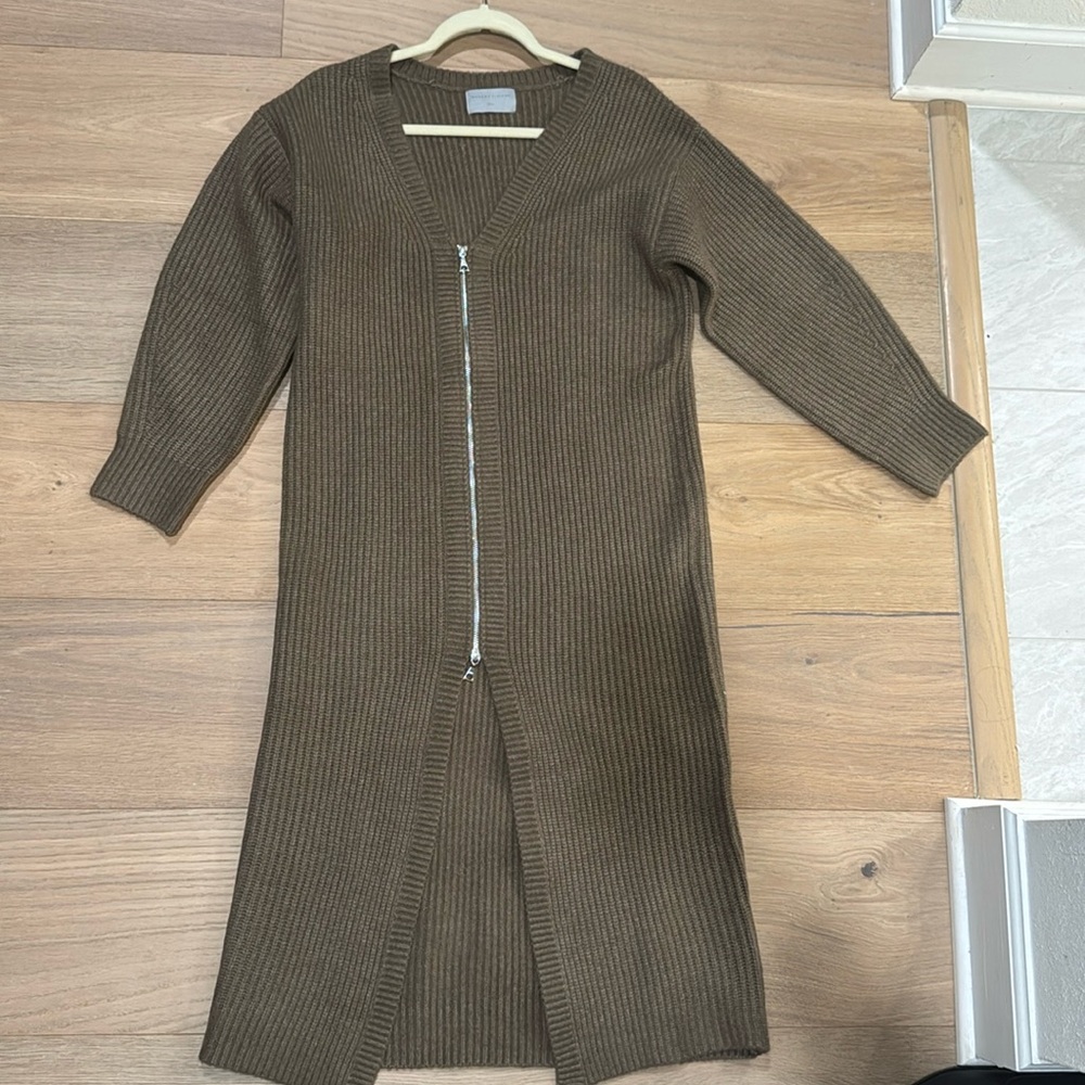 Modern Citizen Brown Ribbed Zip-Up Cardigan